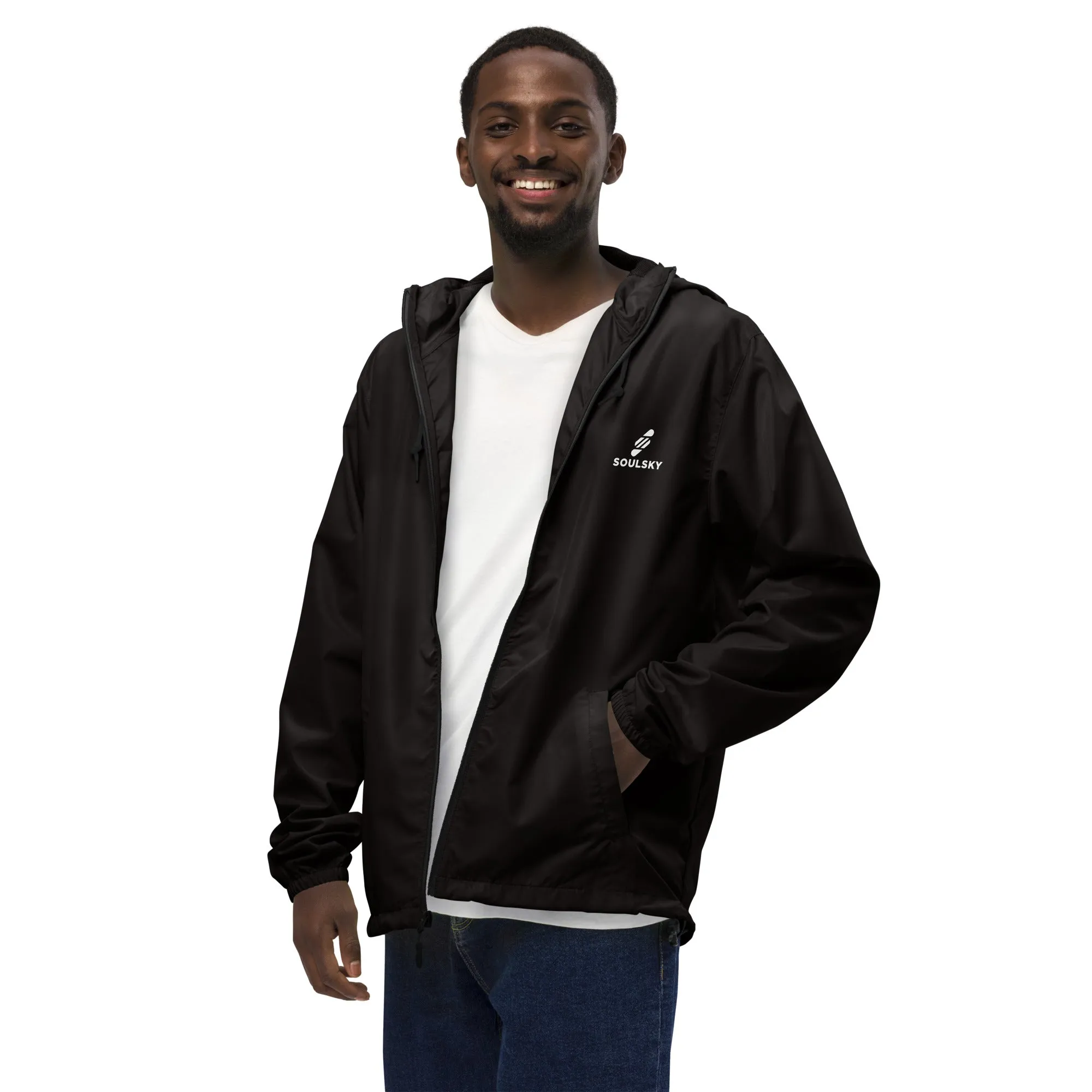 BLACK Unisex Zip Up Windbreaker