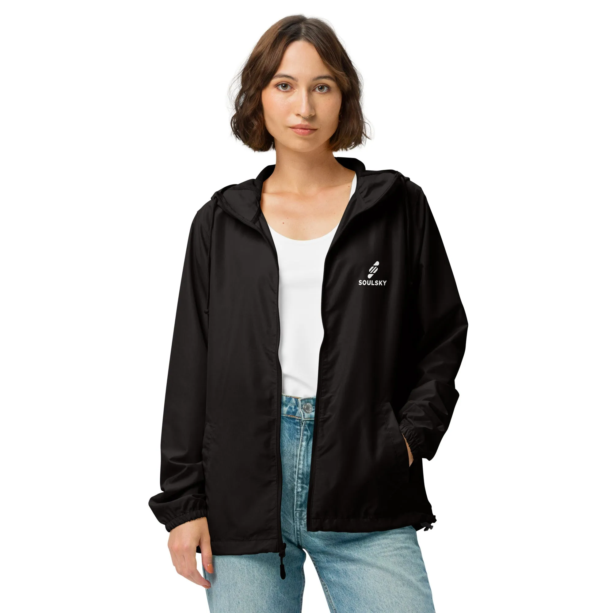 BLACK Unisex Zip Up Windbreaker