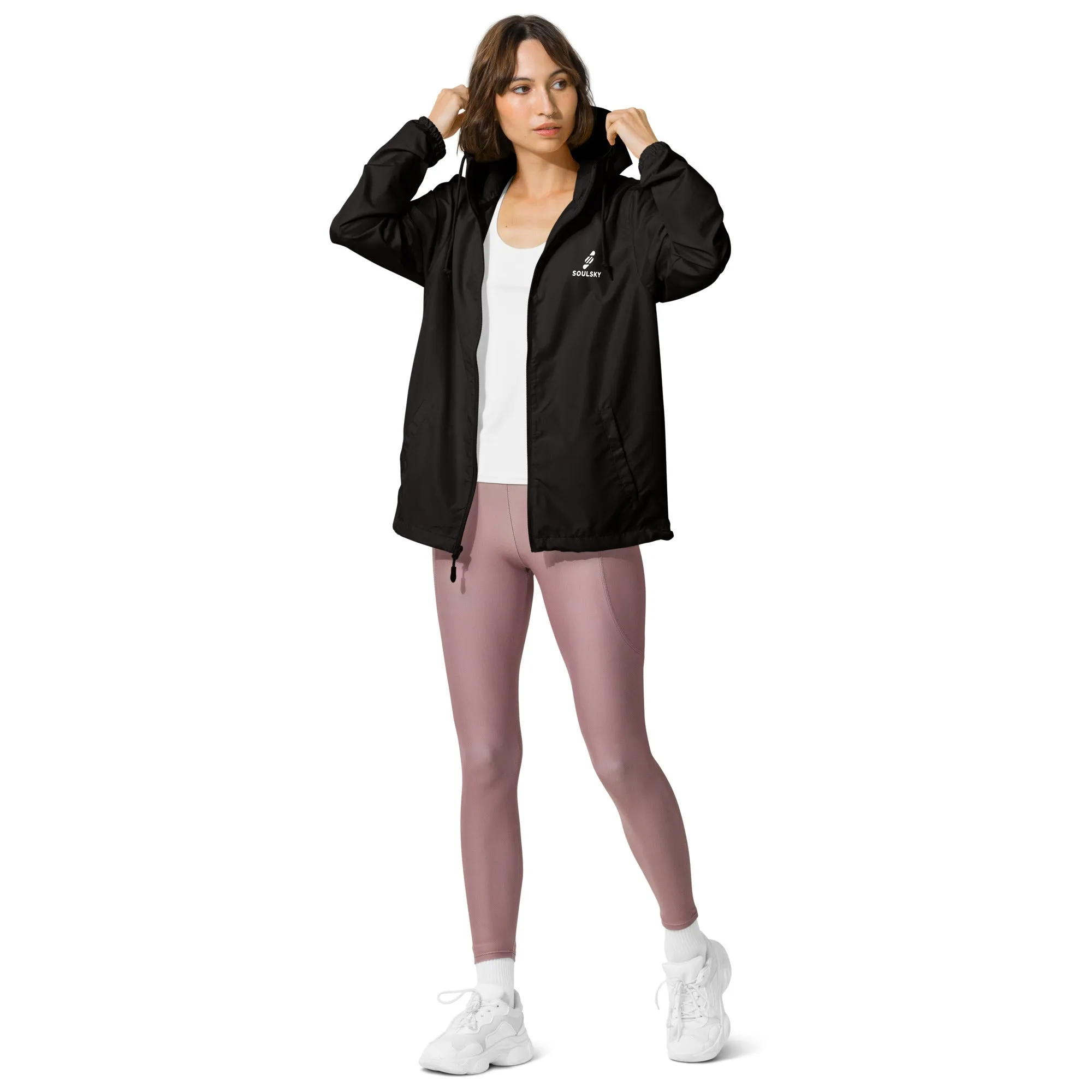 BLACK Unisex Zip Up Windbreaker