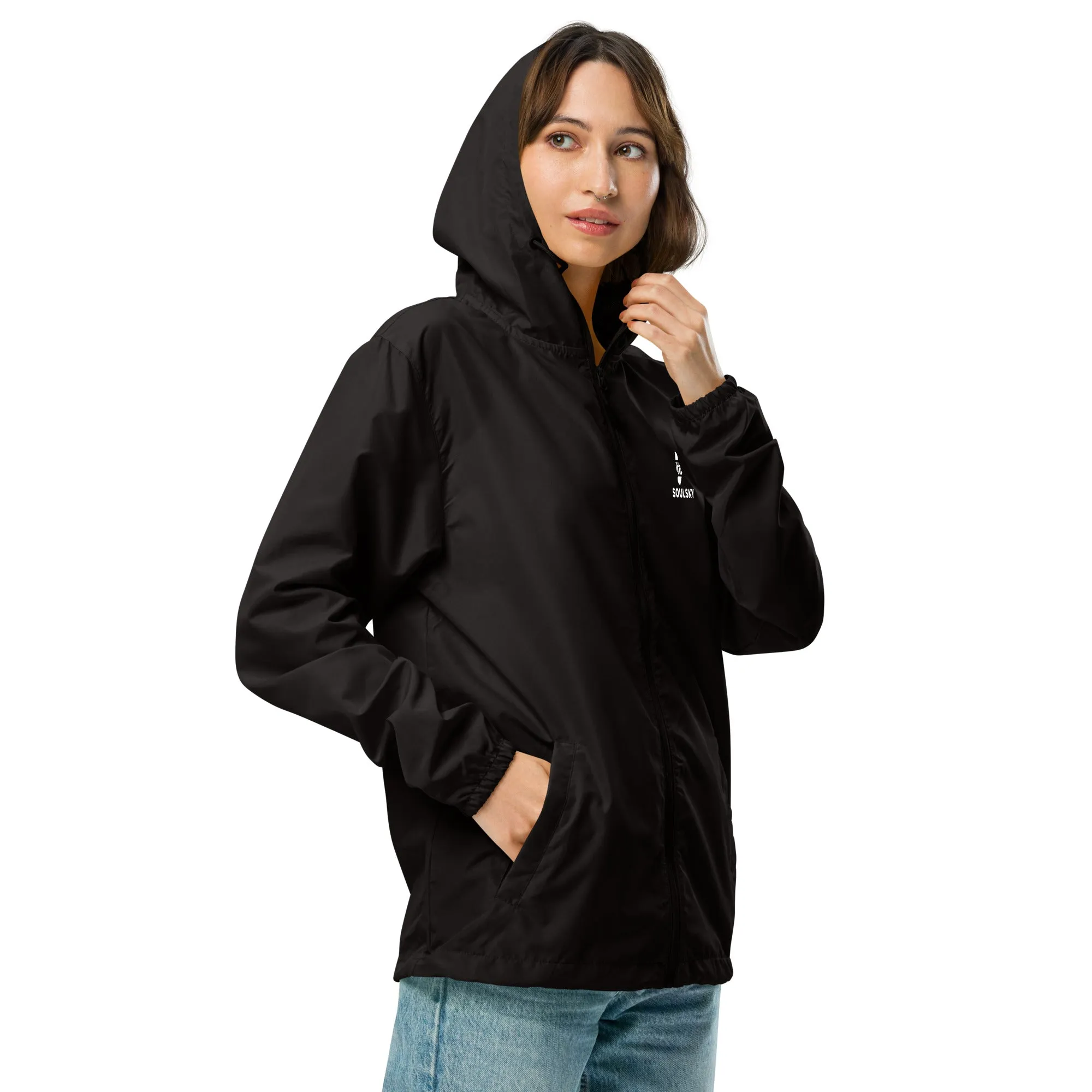 BLACK Unisex Zip Up Windbreaker