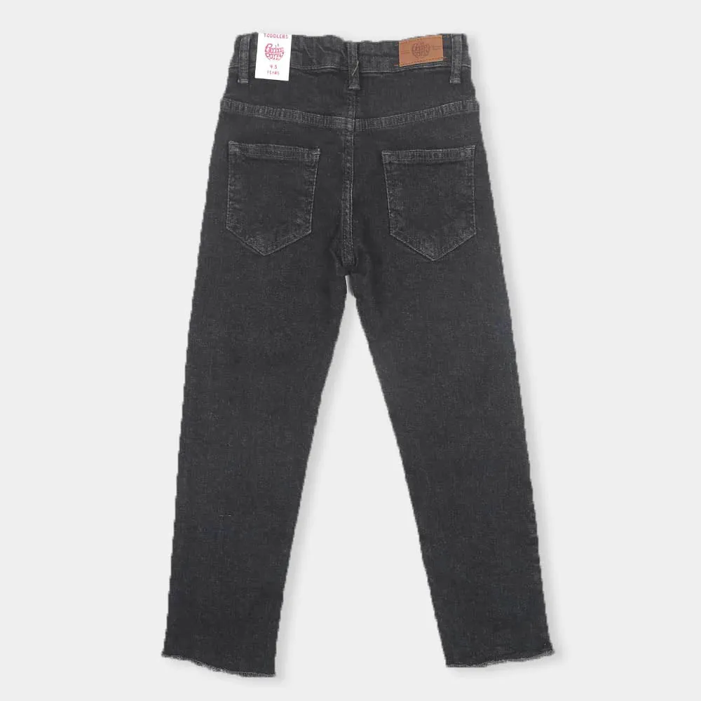 Boys Pant Denim Emb - Dark Grey