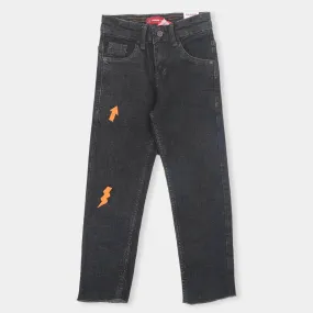 Boys Pant Denim Emb - Dark Grey