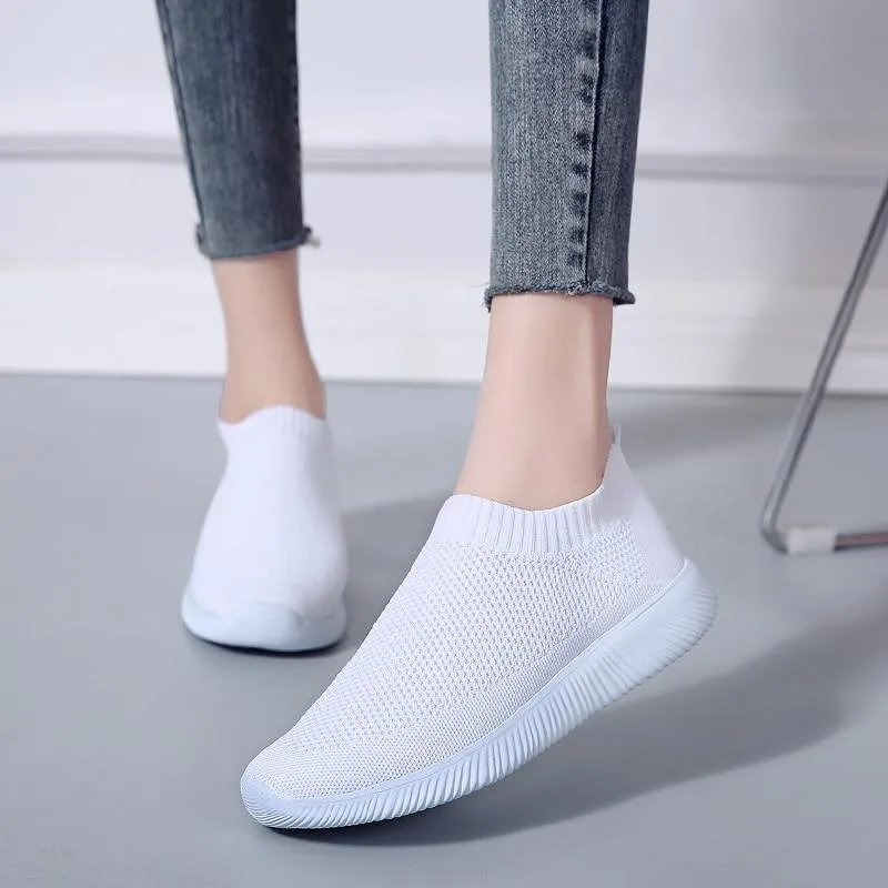 Breathable Mesh Platform Sneakers Women Slip on Soft Ladies Casual Running Shoes Woman Knit Sock Shoes Flats