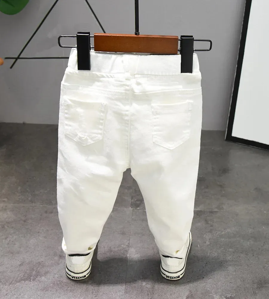 Children's pants Chorus Clothing Pure White/Black Students Contest Straight Jeans Baby Boys Comfortable Latin Dance Trousers
