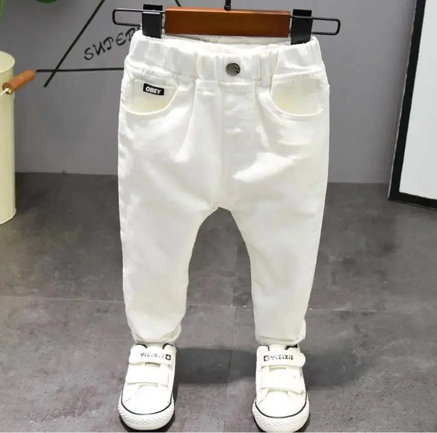 Children's pants Chorus Clothing Pure White/Black Students Contest Straight Jeans Baby Boys Comfortable Latin Dance Trousers
