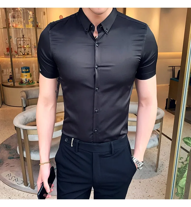 Classic Fashion Short Sleeve Slim Fit Dress Shirts