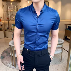 Classic Fashion Short Sleeve Slim Fit Dress Shirts