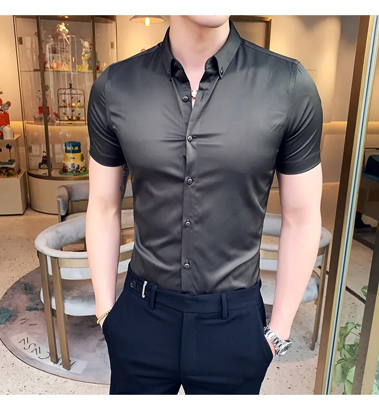 Classic Fashion Short Sleeve Slim Fit Dress Shirts