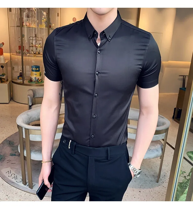 Classic Fashion Short Sleeve Slim Fit Dress Shirts