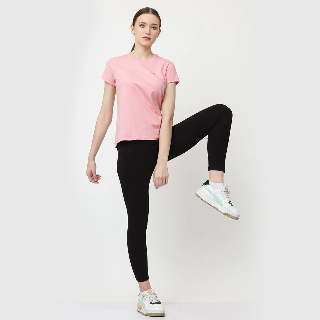 Crew Neck Solid T-Shirt - Neon Pink