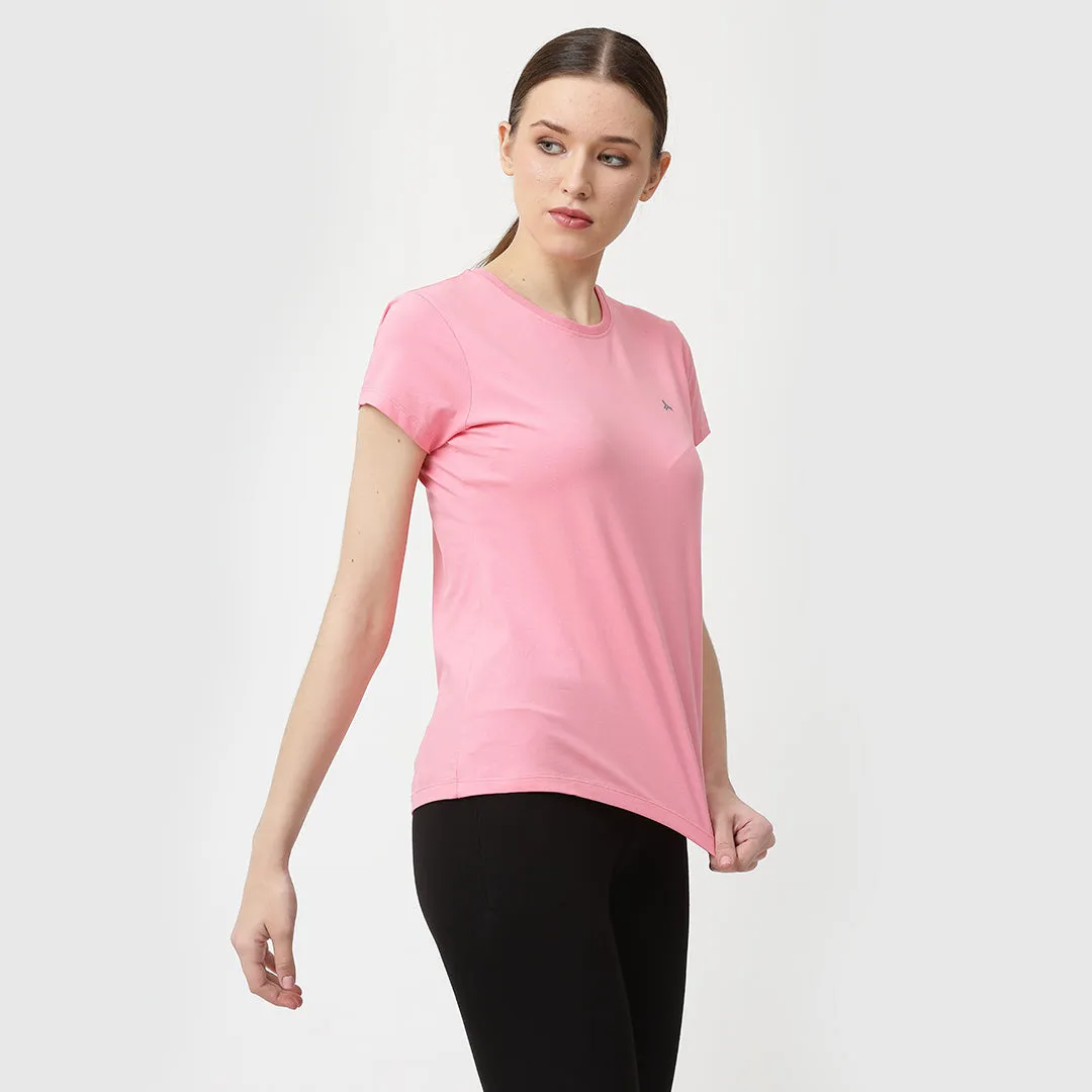 Crew Neck Solid T-Shirt - Neon Pink