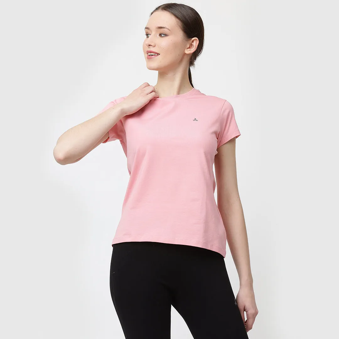 Crew Neck Solid T-Shirt - Neon Pink