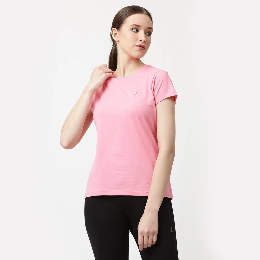 Crew Neck Solid T-Shirt - Neon Pink