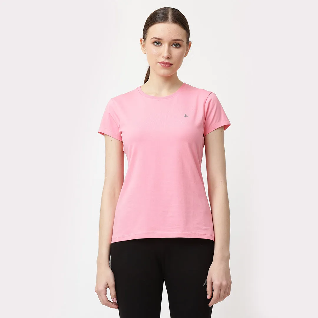 Crew Neck Solid T-Shirt - Neon Pink