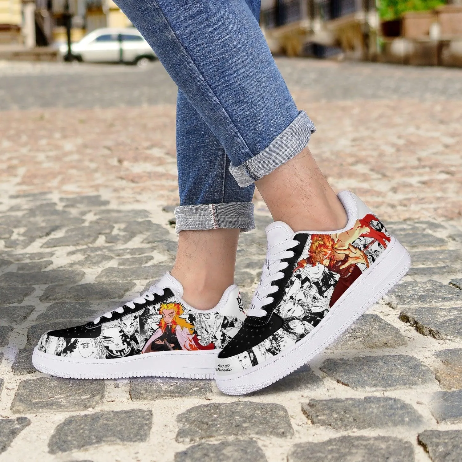 Demon Slayer Kyojuro Rengoku Manga Style Air F1 Anime Shoes