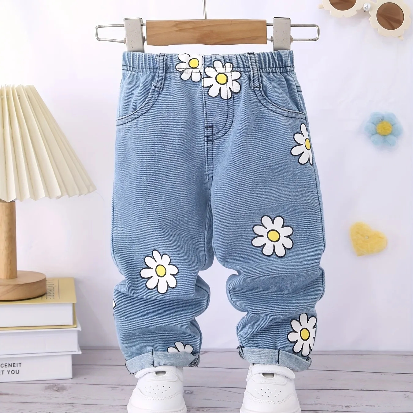 Denim Jeans with Floral Daisy Print – Cute & Comfortable