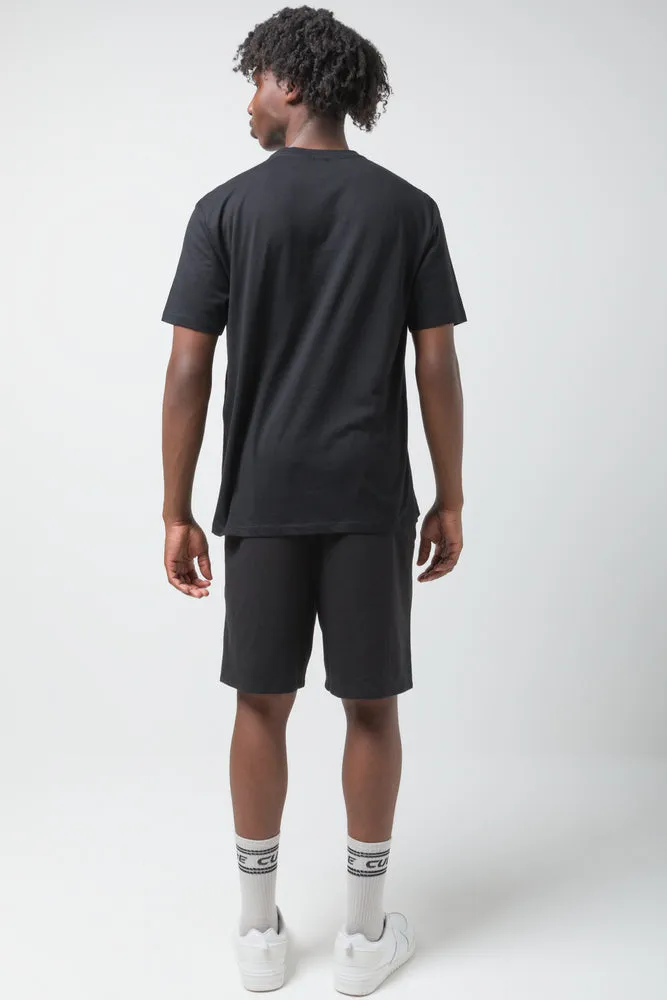 Embossed Cube Slogan T-shirt Black