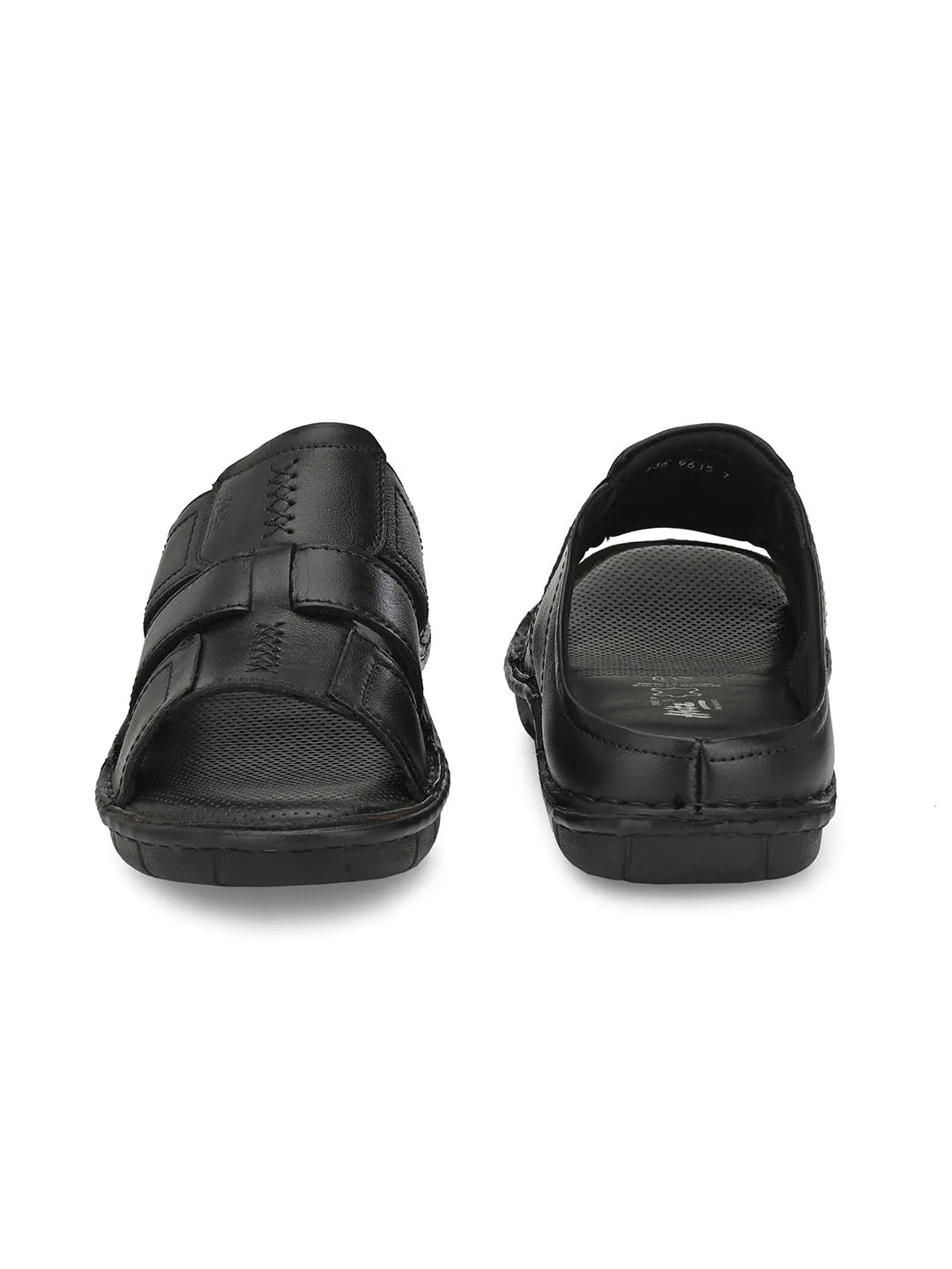 HITZ9615 Men's Black Leather Casual Open Slipper
