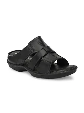 HITZ9615 Men's Black Leather Casual Open Slipper