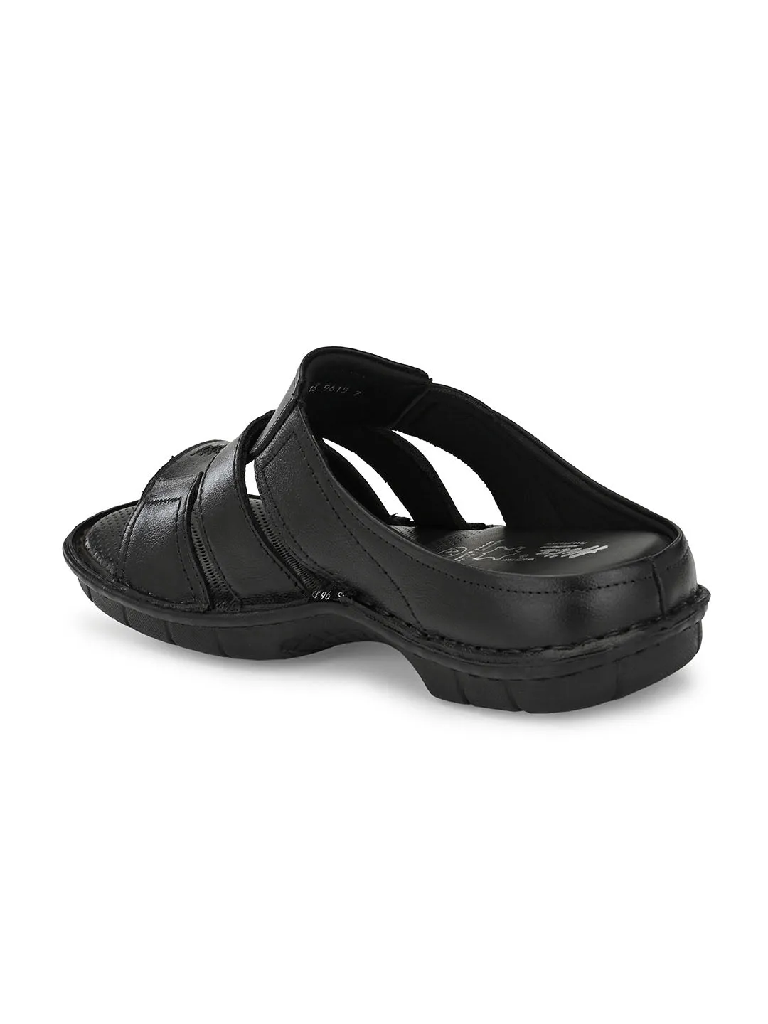 HITZ9615 Men's Black Leather Casual Open Slipper