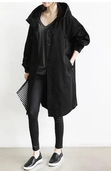 Hoody Solid Wholesale Casual Long Windbreaker For Women