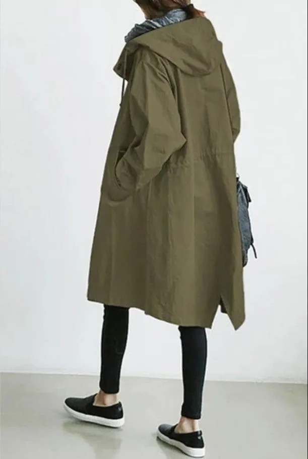 Hoody Solid Wholesale Casual Long Windbreaker For Women