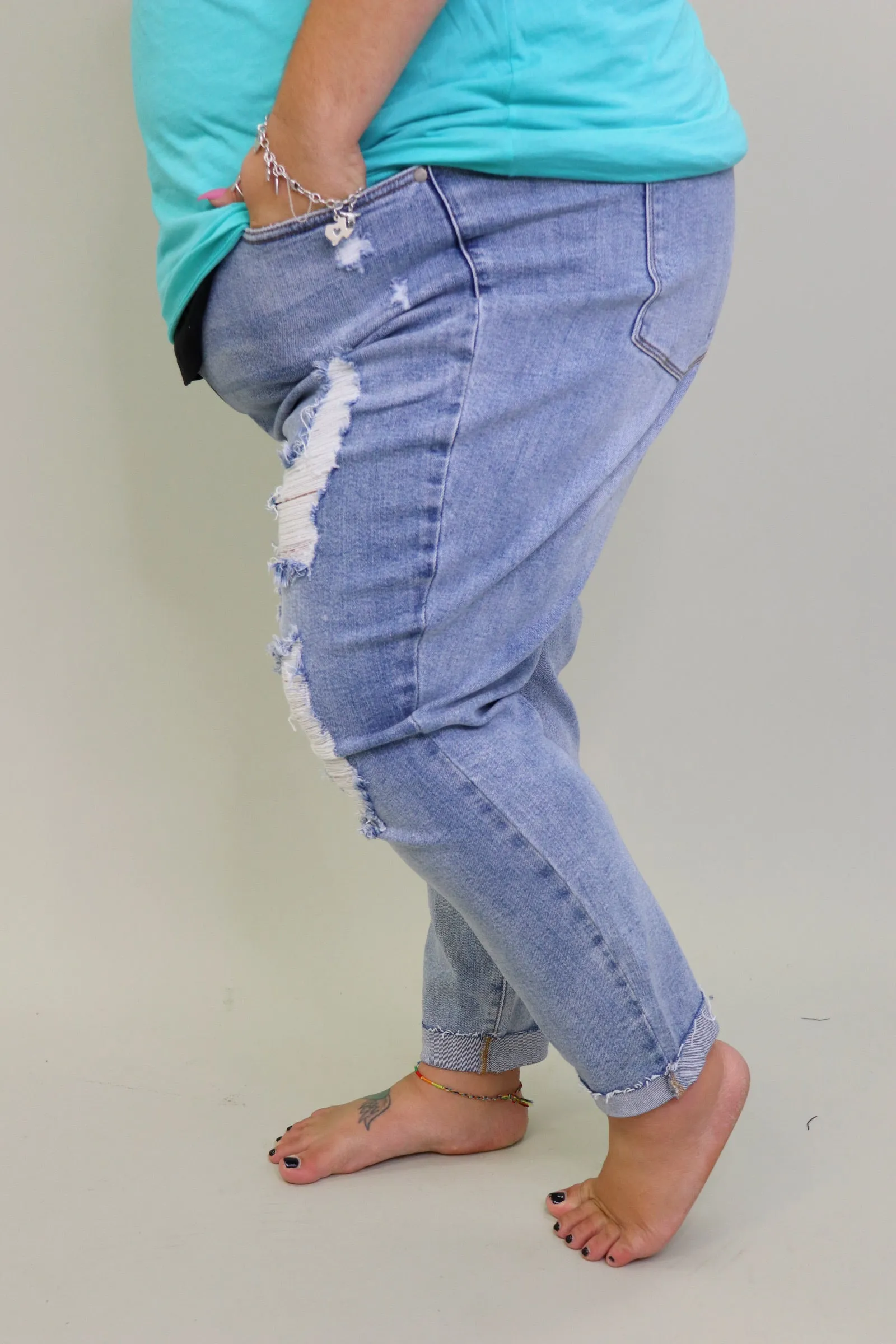 Last Call Queen Size Dixie Destroyed Cuff Jeans