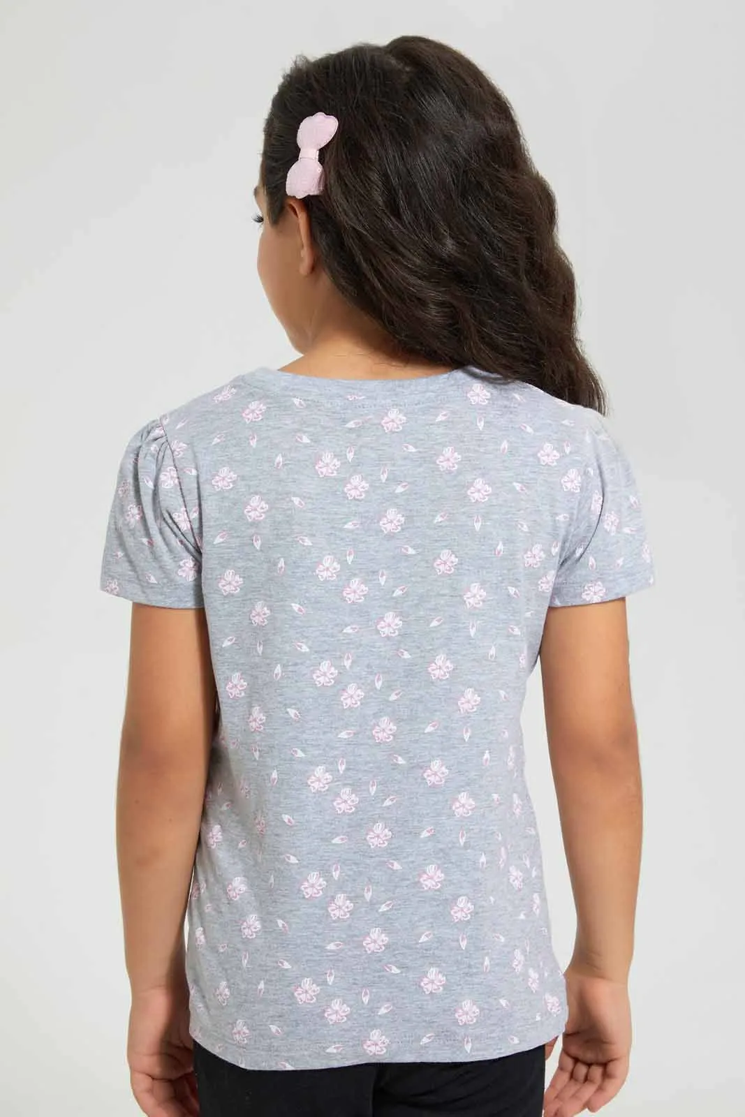 Lilac And Grey Floral T-Shirt (Pack of 2)