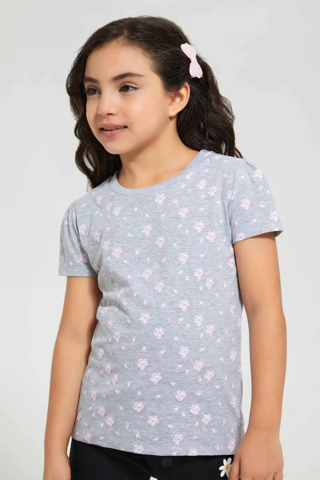 Lilac And Grey Floral T-Shirt (Pack of 2)