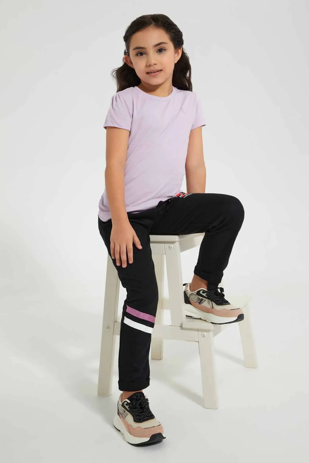 Lilac And Grey Floral T-Shirt (Pack of 2)