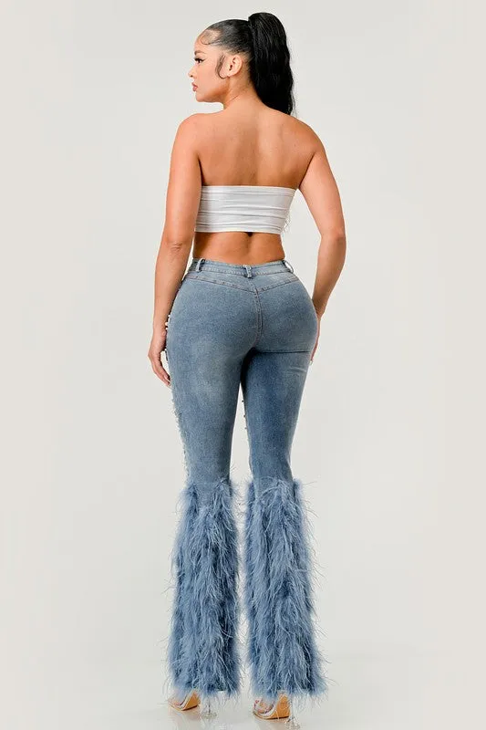 LuxePearl Feathered Distressed Jeans