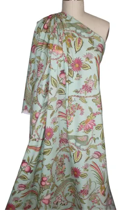 Lychee Garden Stretch Cotton - Multi on Celadon