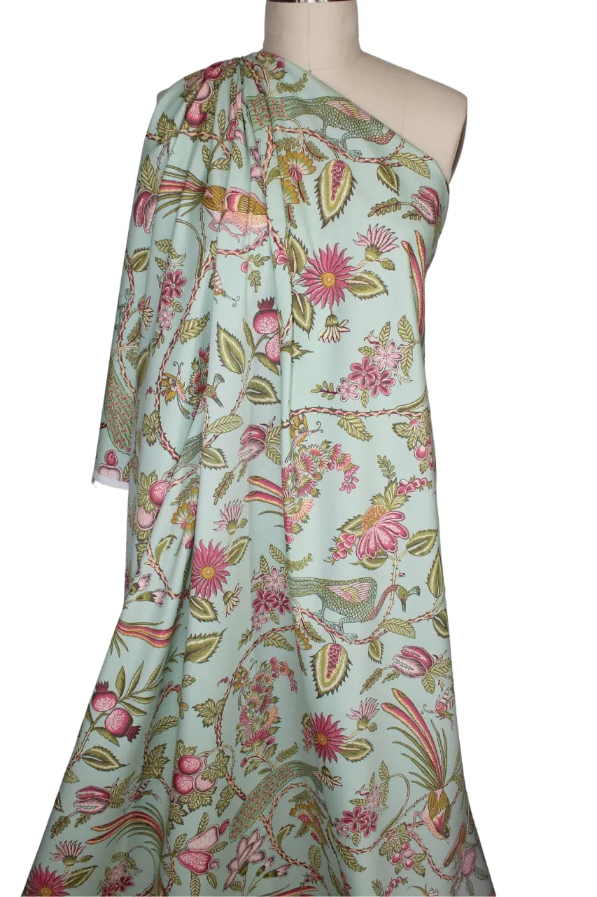 Lychee Garden Stretch Cotton - Multi on Celadon