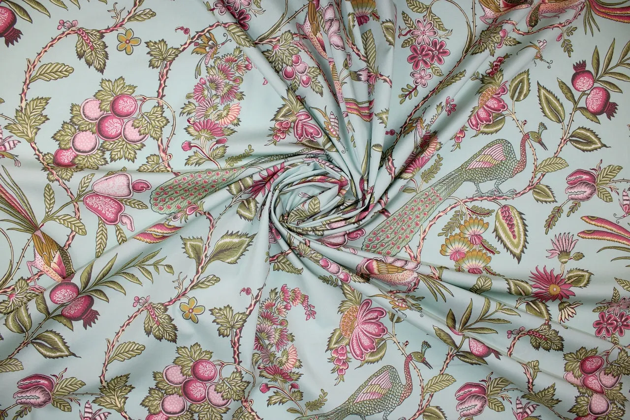 Lychee Garden Stretch Cotton - Multi on Celadon