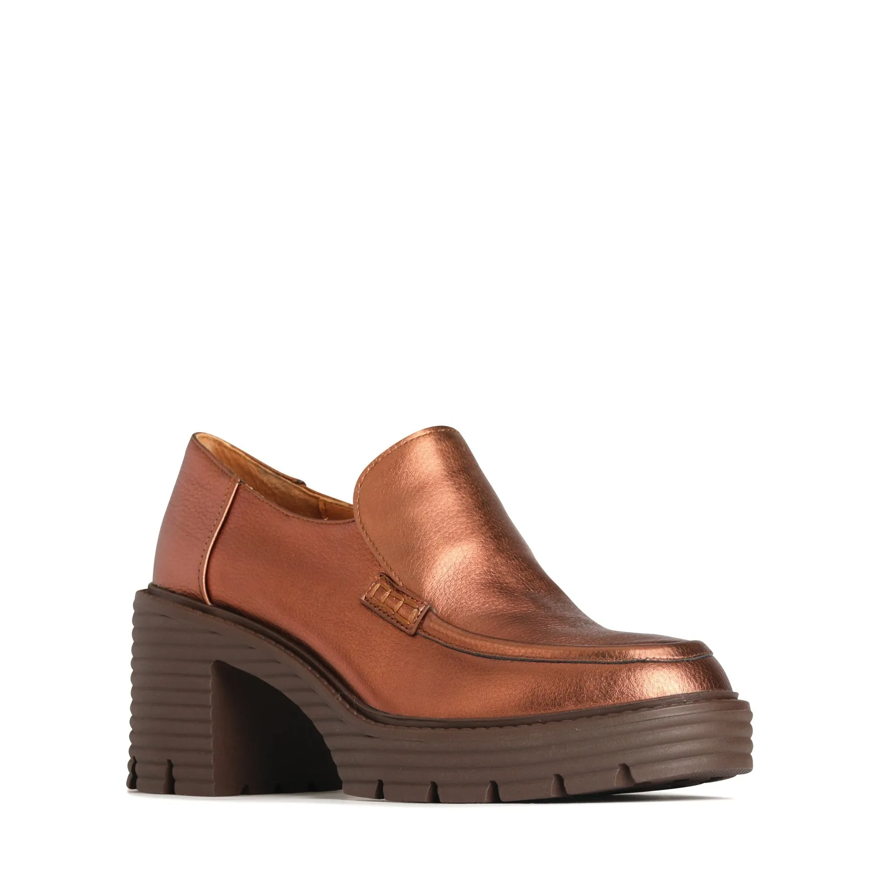 MALIA LEATHER BLOCK HEEL LOAFERS
