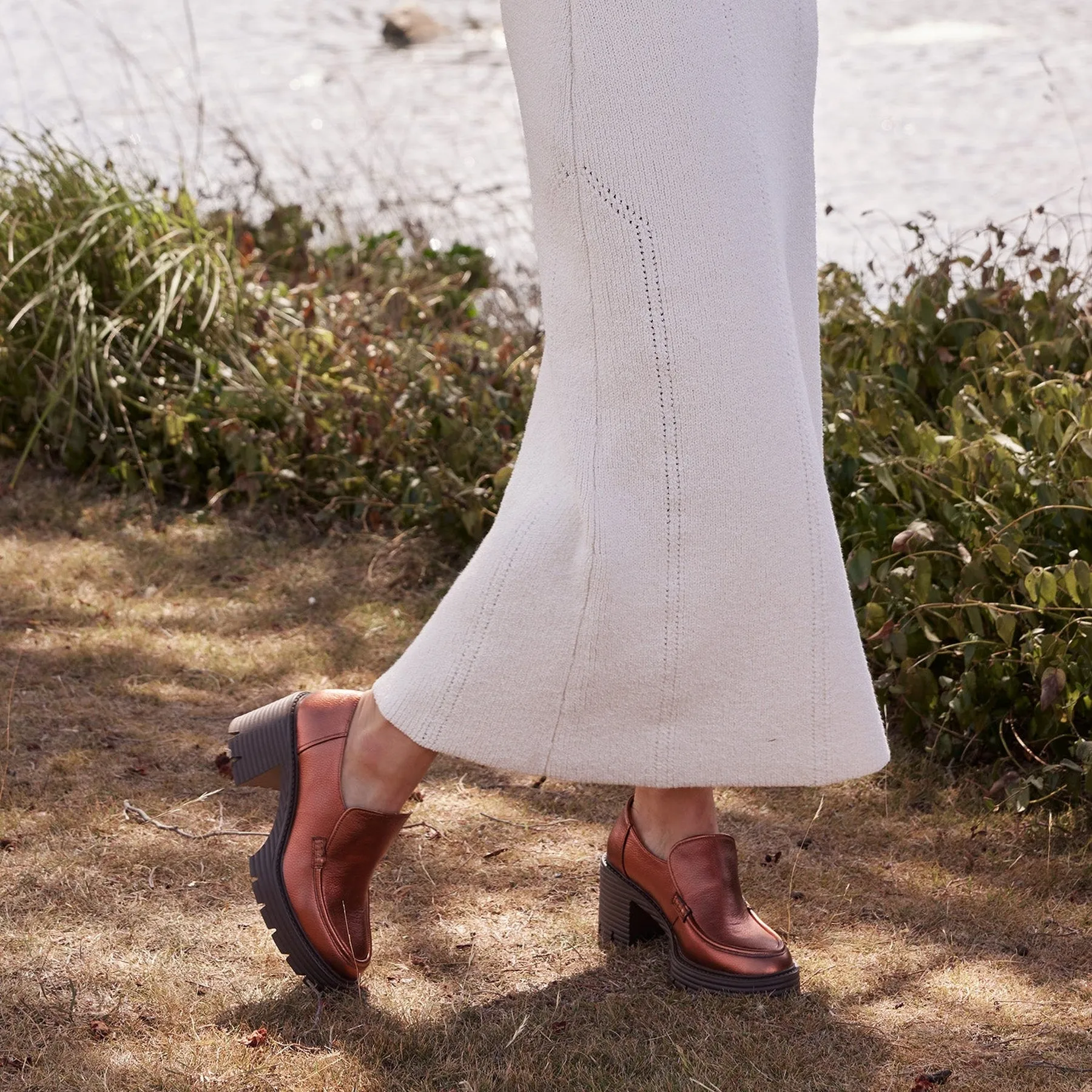 MALIA LEATHER BLOCK HEEL LOAFERS