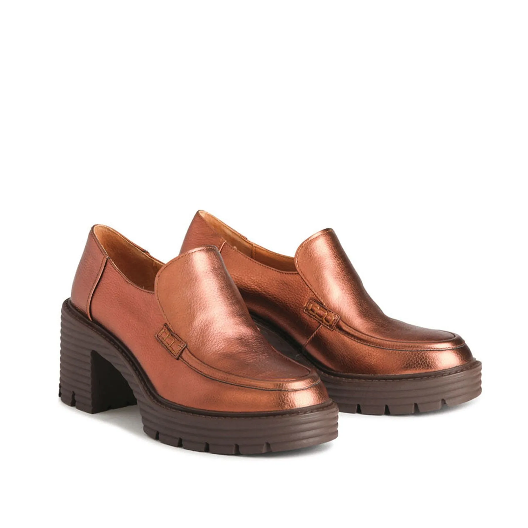 MALIA LEATHER BLOCK HEEL LOAFERS