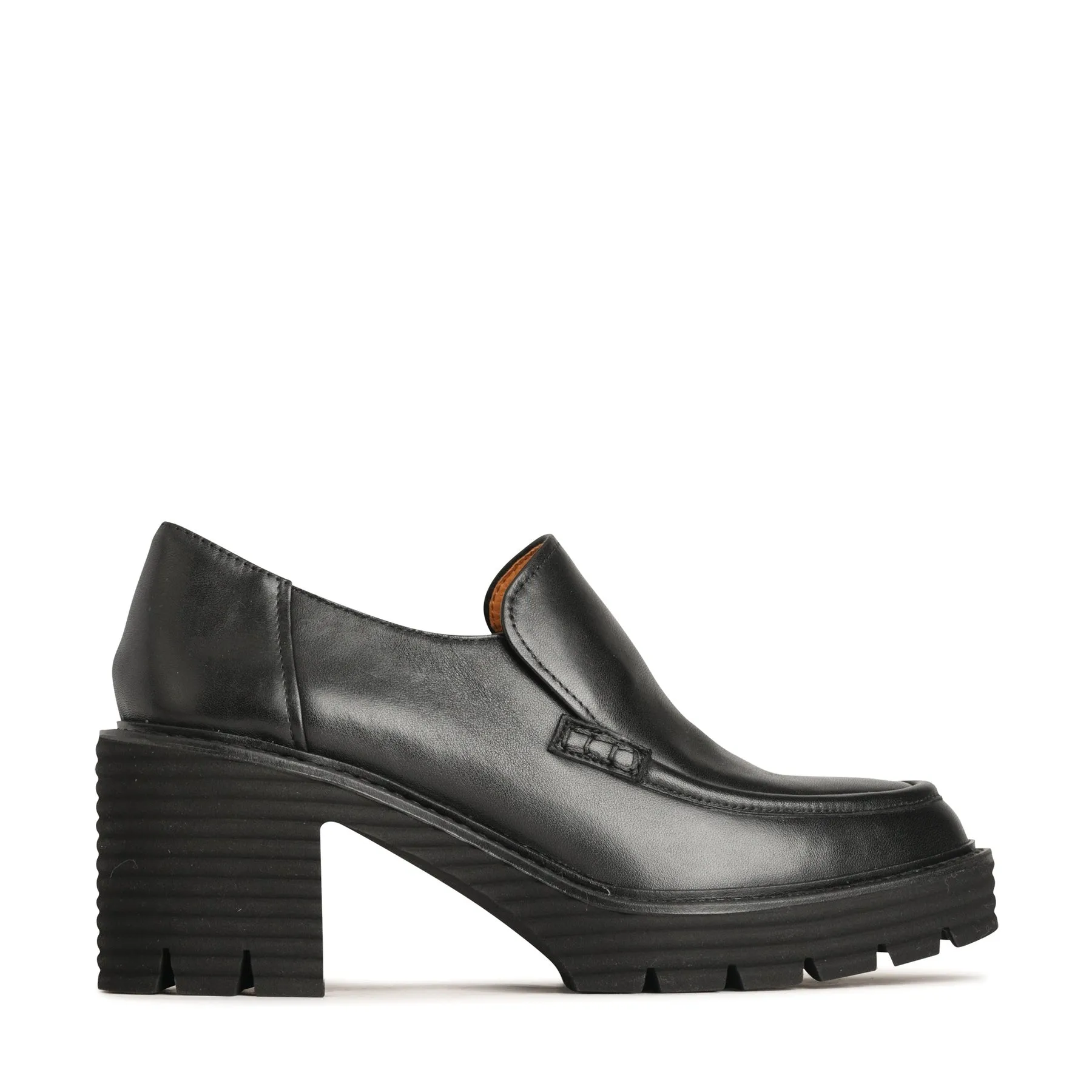 MALIA LEATHER BLOCK HEEL LOAFERS