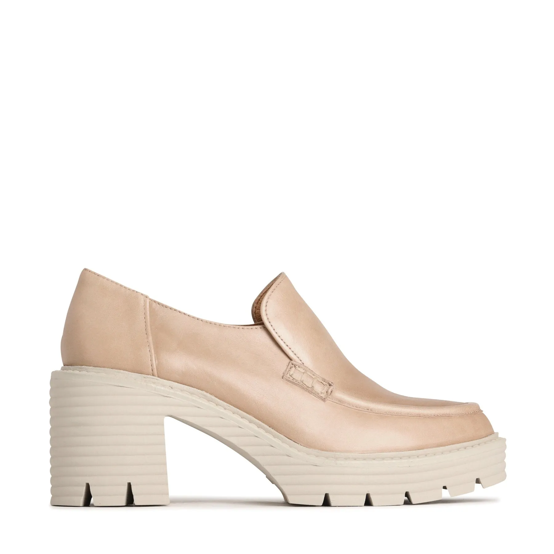 MALIA LEATHER BLOCK HEEL LOAFERS