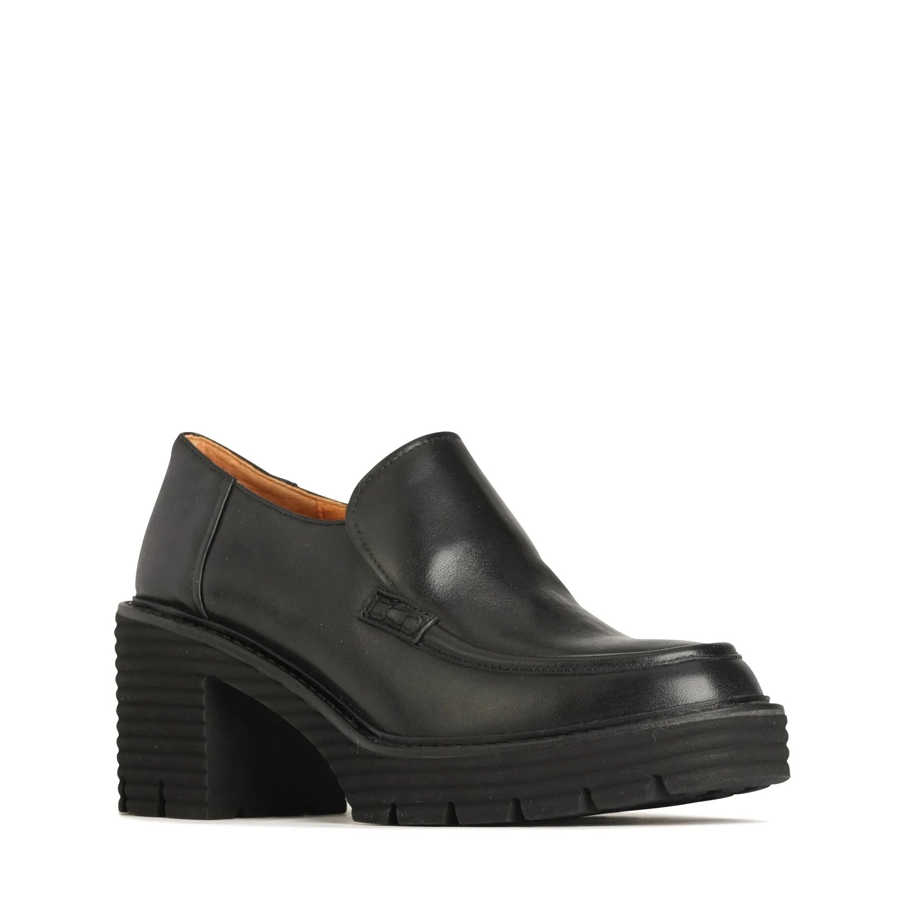MALIA LEATHER BLOCK HEEL LOAFERS