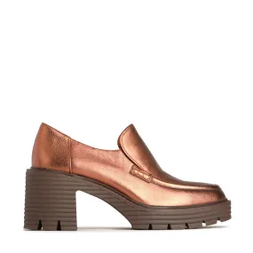 MALIA LEATHER BLOCK HEEL LOAFERS