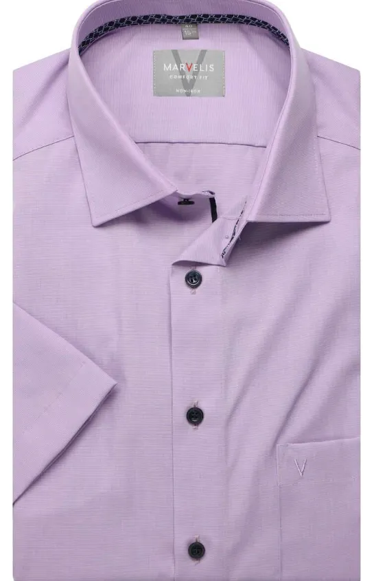 Marvelis - Modern Fit Short-Sleeve Shirt, Lavender