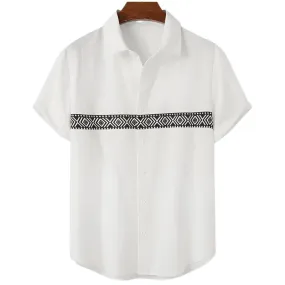 Men’s 3D Striped Short Sleeve Shirt – Oversized Casual Beachwear, Street Style Party Top and Holiday Sweatshirt