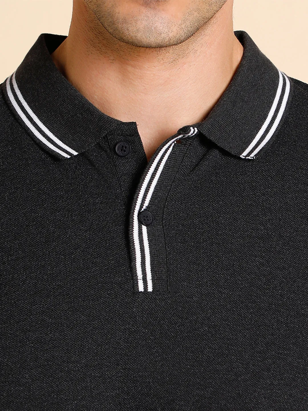 Men's Slim Fit  Solid Black Polo T-Shirt