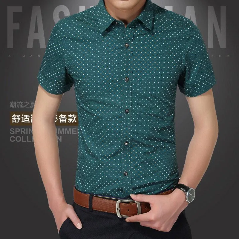 Men's Summer Casual Cotton Short Sleeved Shirt
