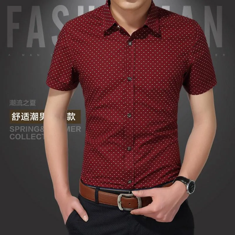 Men's Summer Casual Cotton Short Sleeved Shirt