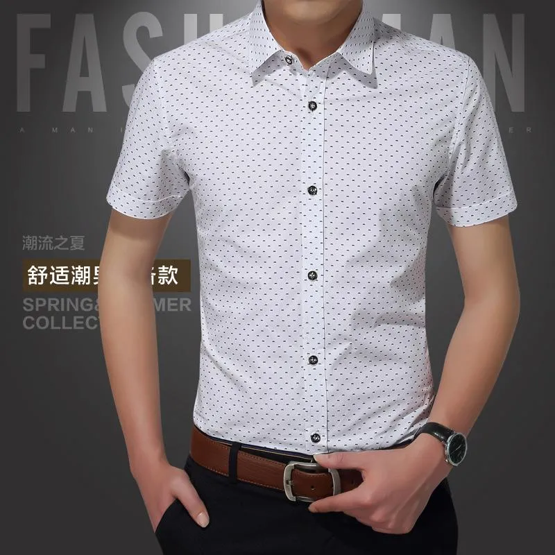 Men's Summer Casual Cotton Short Sleeved Shirt