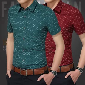 Men's Summer Casual Cotton Short Sleeved Shirt