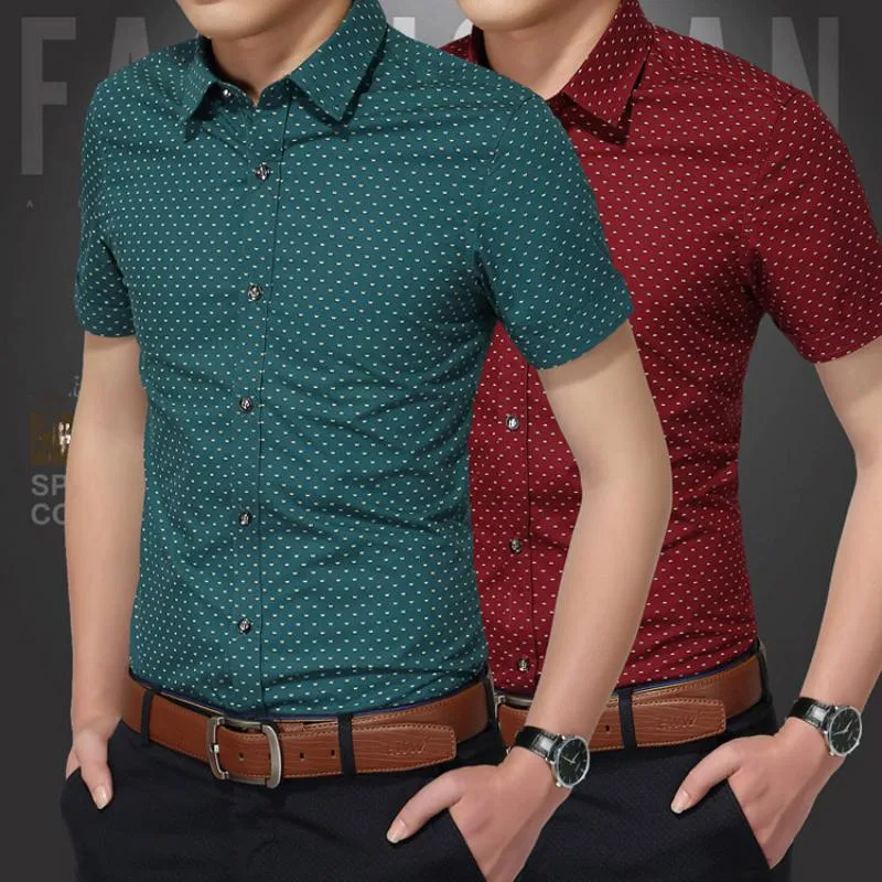 Men's Summer Casual Cotton Short Sleeved Shirt