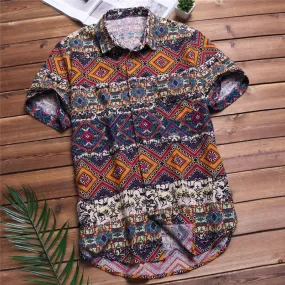 Men's Summer Casual Short Sleeve Printed Shirt | Plus Size